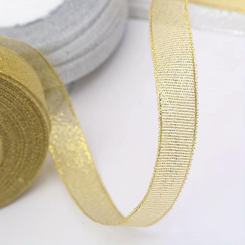 25 Long Golden & Silvery Onion Ribbons with Silk Ribbon for Gift Packaging