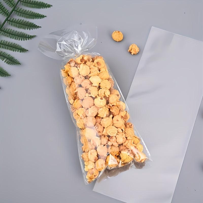 50pcs Transparent Flat Mouth Candy Bag Biscuit Snack Packaging