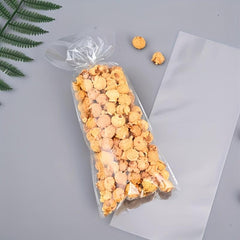 50pcs Transparent Flat Mouth Candy Bag Biscuit Snack Packaging