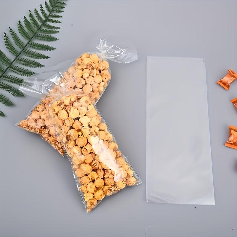 50pcs Transparent Flat Mouth Candy Bag Biscuit Snack Packaging
