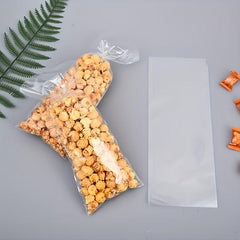 50pcs Transparent Flat Mouth Candy Bag Biscuit Snack Packaging