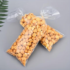 50pcs Transparent Flat Mouth Candy Bag Biscuit Snack Packaging