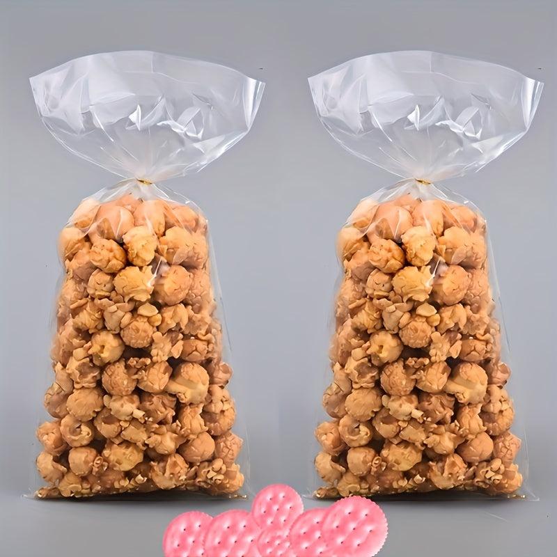 50pcs Transparent Flat Mouth Candy Bag Biscuit Snack Packaging