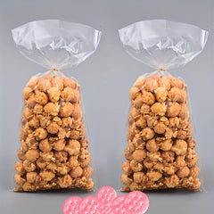 50pcs Transparent Flat Mouth Candy Bag Biscuit Snack Packaging