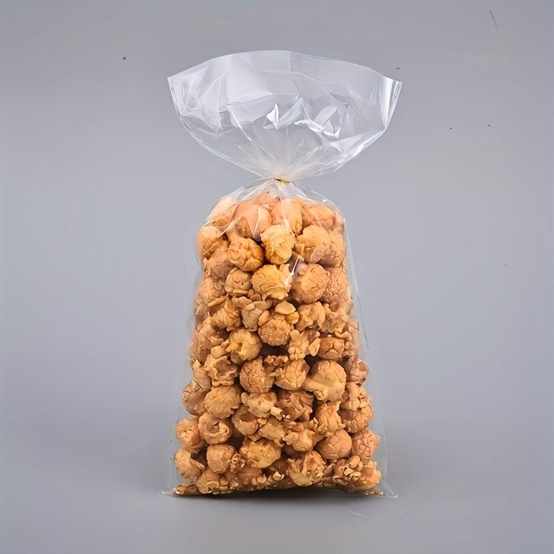 50pcs Transparent Flat Mouth Candy Bag Biscuit Snack Packaging