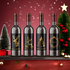 9pcs Christmas Wine Bottle Waterproof Stickers - Suitable For Christmas Parties