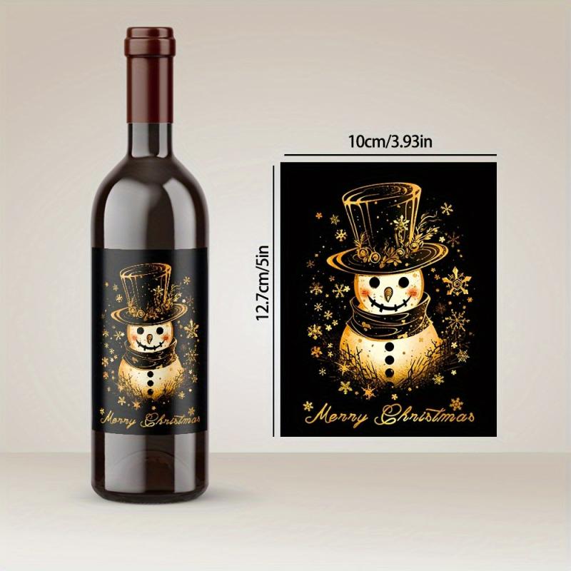 9pcs Christmas Wine Bottle Waterproof Stickers - Suitable For Christmas Parties