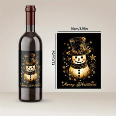 9pcs Christmas Wine Bottle Waterproof Stickers - Suitable For Christmas Parties