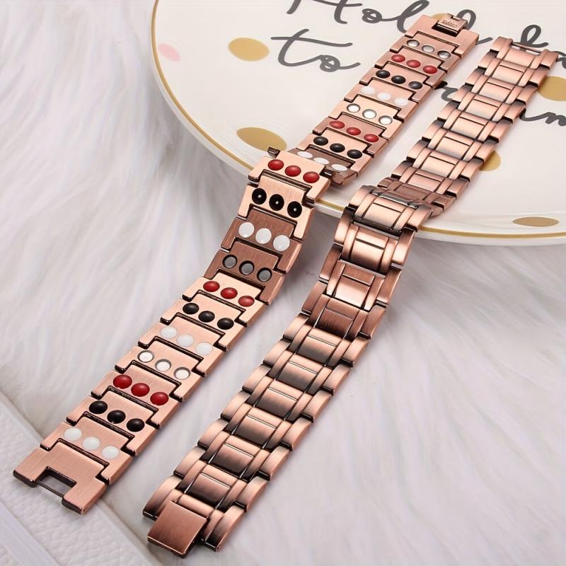 Pure Copper Magnetic Bracelet 3 Row Neodymium Magnets Adjustable Length