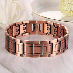 Pure Copper Magnetic Bracelet 3 Row Neodymium Magnets Adjustable Length