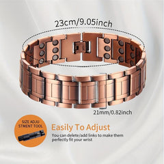 Pure Copper Magnetic Bracelet 3 Row Neodymium Magnets Adjustable Length