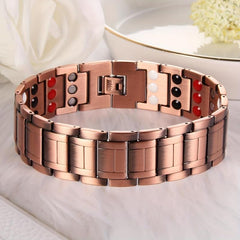 Pure Copper Magnetic Bracelet 3 Row Neodymium Magnets Adjustable Length