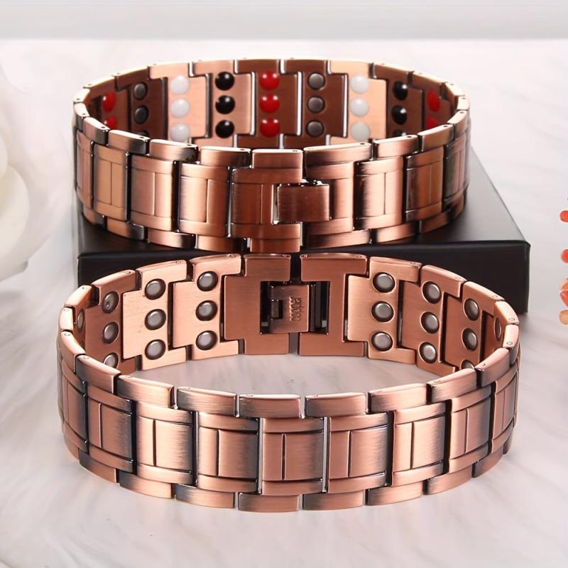 Pure Copper Magnetic Bracelet 3 Row Neodymium Magnets Adjustable Length