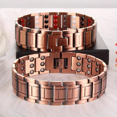 Pure Copper Magnetic Bracelet 3 Row Neodymium Magnets Adjustable Length