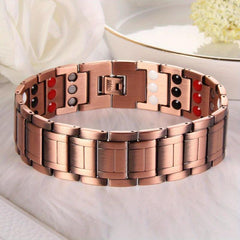 Pure Copper Magnetic Bracelet 3 Row Neodymium Magnets Adjustable Length
