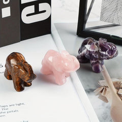 Golden Tiger's Eye Elephant Guardian Statue 2 Inch