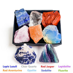 8pcs Natural Large Size Crystals & Gemstone Collection Box Chakra Stones Reiki
