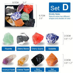 8pcs Natural Large Size Crystals & Gemstone Collection Box Chakra Stones Reiki