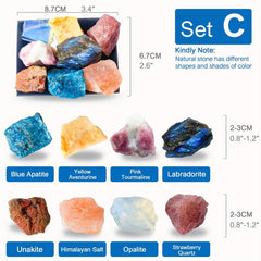8pcs Natural Large Size Crystals & Gemstone Collection Box Chakra Stones Reiki