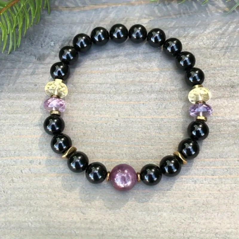 Empath Protection Bracelet Citrine Amethyst Holiday Gift