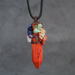 7 Chakra Healing Crystal Necklace Tree Of Life Wire Wrapped Pendant Necklaces