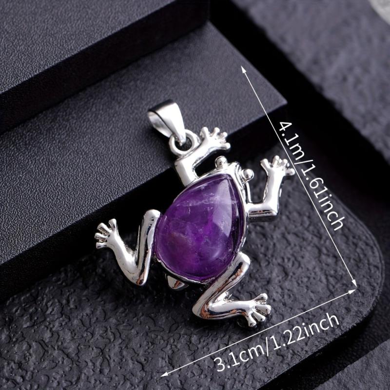 Natural Stone Frog Healing Crystal Pendant Necklace DIY Spirit Jewelry
