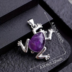 Natural Stone Frog Healing Crystal Pendant Necklace DIY Spirit Jewelry