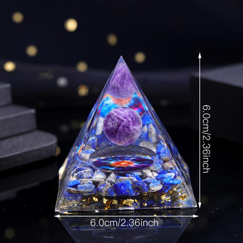 Natural Thug Guanyin Pyramid with Red Garnet Gravel Decoration