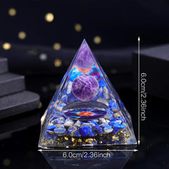 Natural Thug Guanyin Pyramid with Red Garnet Gravel Decoration