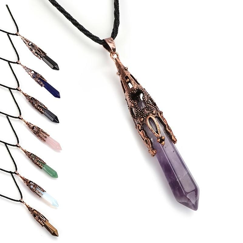 Natural Crystal Stone Necklace Enhance Psychic Abilities & Boost Energy