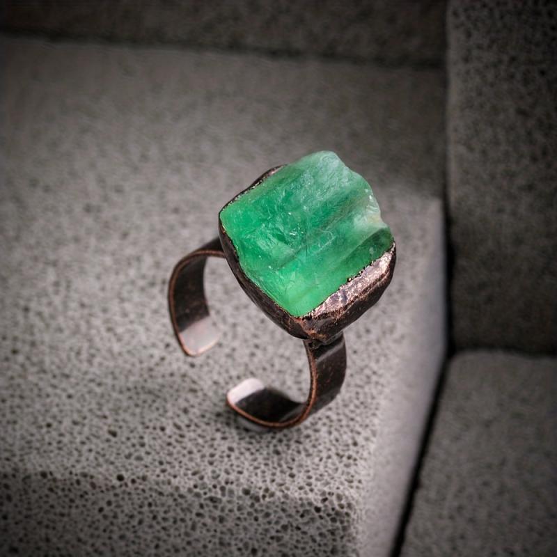 Raw Stone Adjustable Ring Third Eye Chakra Natural Crystal