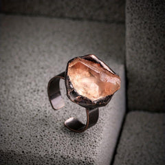 Raw Stone Adjustable Ring Third Eye Chakra Natural Crystal