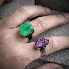 Raw Stone Adjustable Ring Third Eye Chakra Natural Crystal