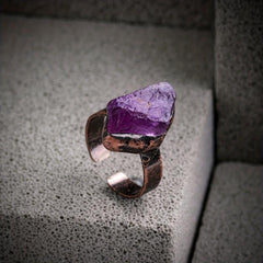 Raw Stone Adjustable Ring Third Eye Chakra Natural Crystal