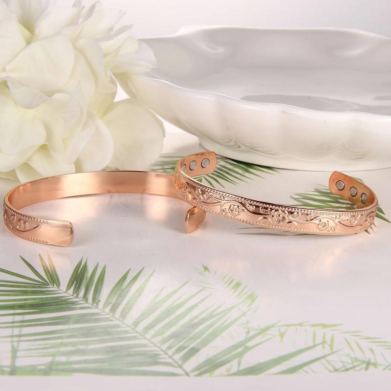 Copper Magnetic Bracelet For Women Vintage Flower Copper Bracelet