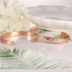 Copper Magnetic Bracelet For Women Vintage Flower Copper Bracelet