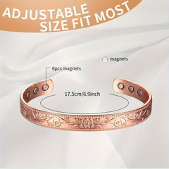 Copper Magnetic Bracelet For Women Vintage Flower Copper Bracelet