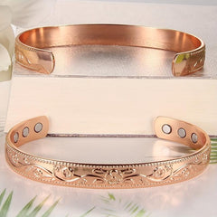 Copper Magnetic Bracelet For Women Vintage Flower Copper Bracelet