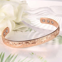 Copper Magnetic Bracelet For Women Vintage Flower Copper Bracelet