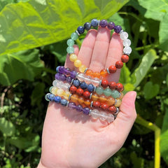 7 Chakra Bracelet Amethyst Clear Quartz Red Jasper Carnelian Citrine