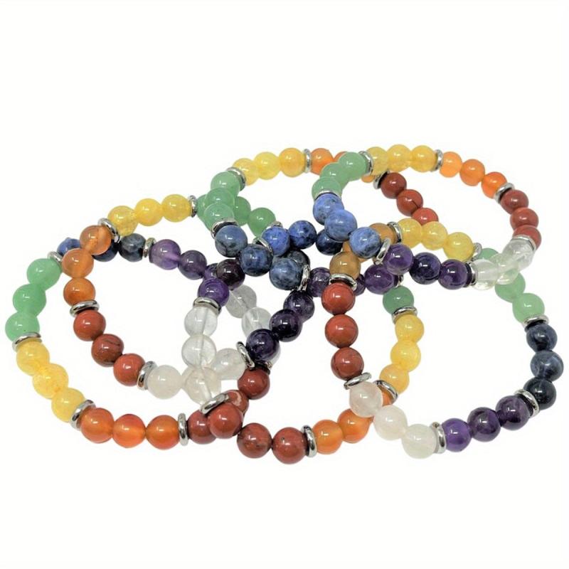 7 Chakra Bracelet Amethyst Clear Quartz Red Jasper Carnelian Citrine