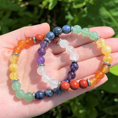 7 Chakra Bracelet Amethyst Clear Quartz Red Jasper Carnelian Citrine