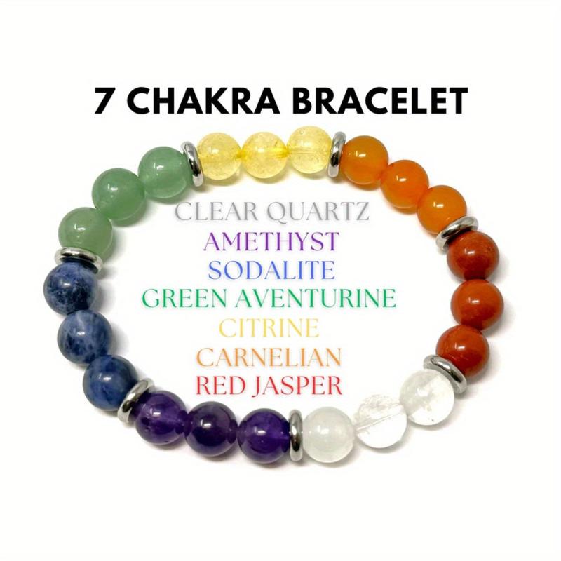 7 Chakra Bracelet Amethyst Clear Quartz Red Jasper Carnelian Citrine
