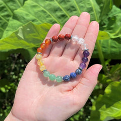 7 Chakra Bracelet Amethyst Clear Quartz Red Jasper Carnelian Citrine