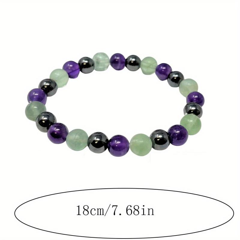 Emotionally Balanced Crystal Bracelet Amethyst Rhodochrosite Olive Fluor.
