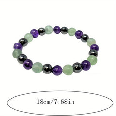 Emotionally Balanced Crystal Bracelet Amethyst Rhodochrosite Olive Fluor.