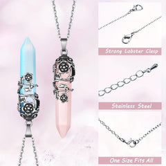 Hexagonal Crystal Necklace Natural Prism Stone Pendant with Chain