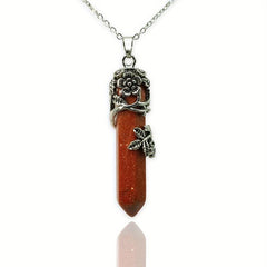 Hexagonal Crystal Necklace Natural Prism Stone Pendant with Chain