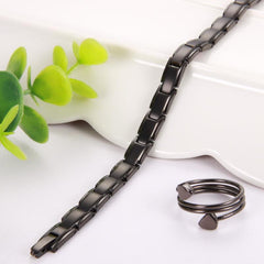 2pcs Women's Magnetic Bracelets & Copper Rings Set