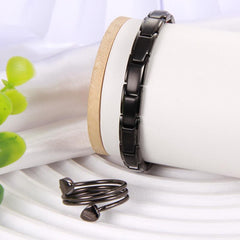 2pcs Women's Magnetic Bracelets & Copper Rings Set